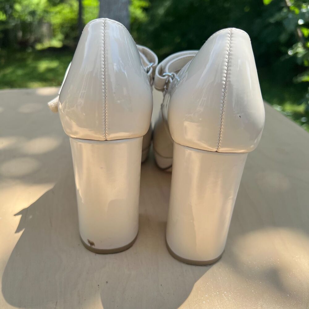 Limelight Bone Patent Platform Mary Jane Pumps Block Size 6 Shoe Nude - Picture 5 of 11